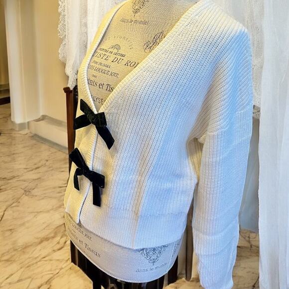 DESIGN HISTORY Women's Bow Ribbed Cardigan - L - NWT - Picture 3 of 6